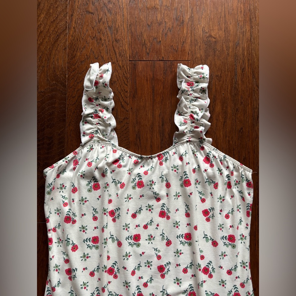 White Birch Ivory Floral Ruffle Sleeve Knit Top | Size XL - Picture 6 of 9